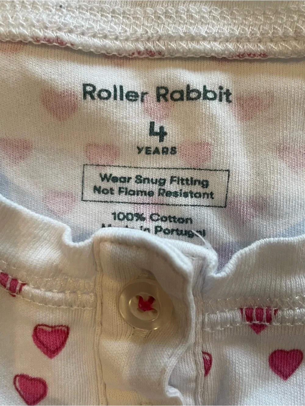 Roller Rabbit Kids Pink Hearts Pima Cotton Pajama Set - Size 4